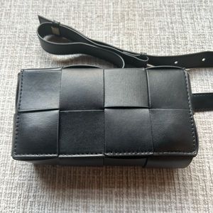 Woven faux leather belt bag